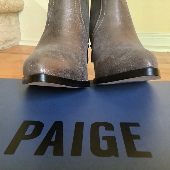PAIGE Pilar Pointed Toe Heeled Bootie Gunmetal SZ 10 - Picture 11 of 16